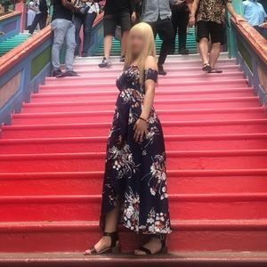 Beautiful, floral off the shoulder dress